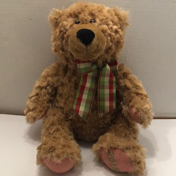 Pier 1 Imports 2018 Fluffy Stuffed Teddy Bear Caleb Holiday Plush - Picture 1 of 5